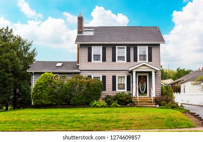 Traditional American House In New Jersey, USA. Beautiful Old Style American House.
