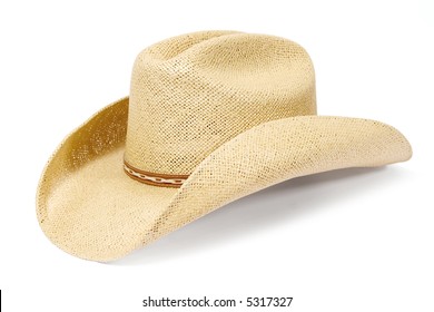 white burlap cowboy hat