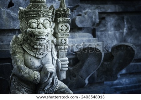 traditional ancient balinese hindu statues in bali temple indonesia