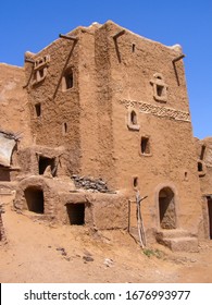 Traditional Ancient Mongolian Culture. Decorative Fragment Of Architecture Of Buildings Made Of Baked Brick, Coated With Clay. Historical Building Of Religious Importance Sarai Batu.