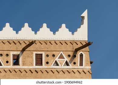 Traditional Arab Mud House Outdoor In Saudi Arabia Riyadh, Saudi Culture, KSA Heritage