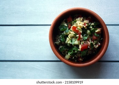 Traditional Arab Tabouleh Salad In A Bowl. Bulughur