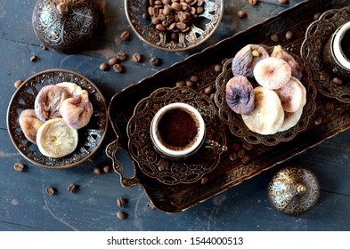 Traditional Arabic Coffee Dried Figs Stock Photo 1544000513 