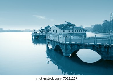 Traditional Architecture In The Lake, Built In The Three Kingdoms Period, Jiujiang City, China