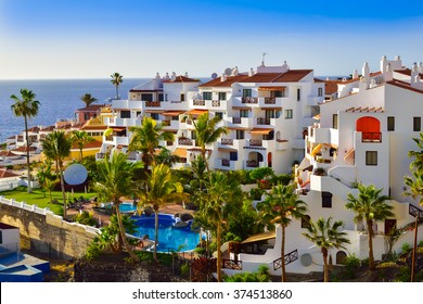 Traditional Architecture Of Puerto De Santiago Del Teide In Tenerife, Canary Island Of Spain