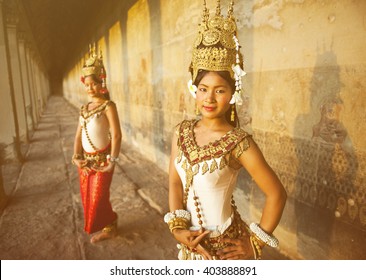 Traditional Aspara Dancers Cambodia Concept