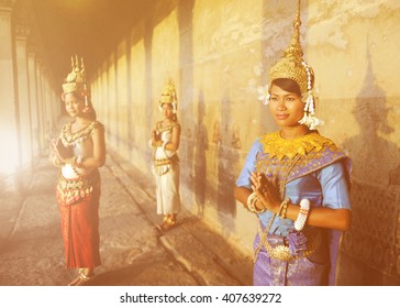 Traditional Aspara Dancers Cambodia Concept