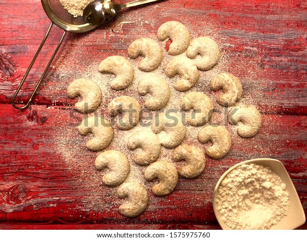 Traditional Austrian Christmas Cookies Vanillekipferl Vanilla Stock Photo Edit Now 1575975760