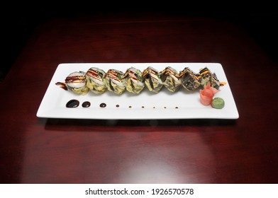 Traditional And Authentic Japanese Cusine Know As A Crunchy Sushi Roll