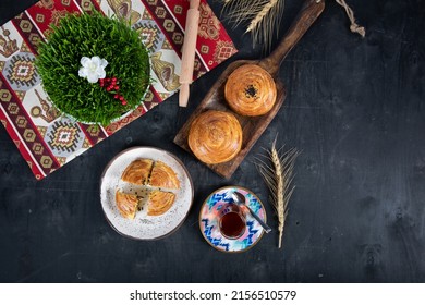 Traditional Azerbaijan holiday Novruz sweets qogals.Azerbaijani national sweetness of shor gogal, homemade for the holiday of Novruz