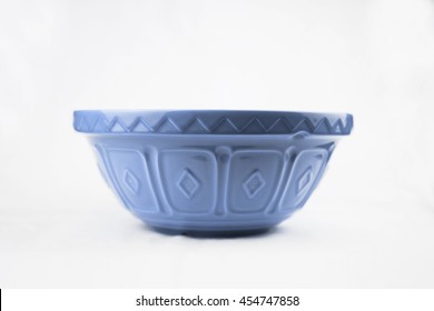 Traditional Baking / Mixing Bowl Shot From The Side In A White Studio Background.