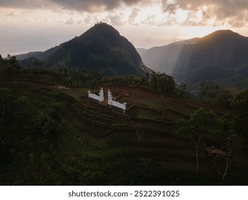 Traditional Balinese Split Gates with Mountain Landscape. - Powered by Shutterstock