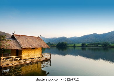 Traditional Bamboo Raft Houses On Lagoon Stock Photo 481269712 ...