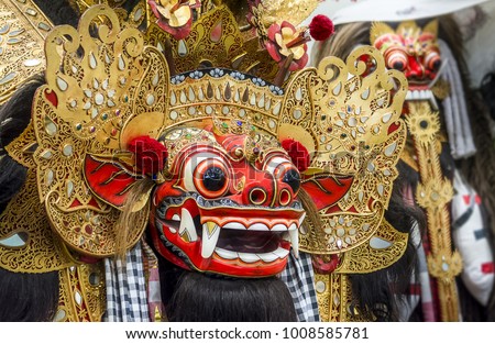 Traditional Barong mask in Bali Indonesia Used in Dance Performance