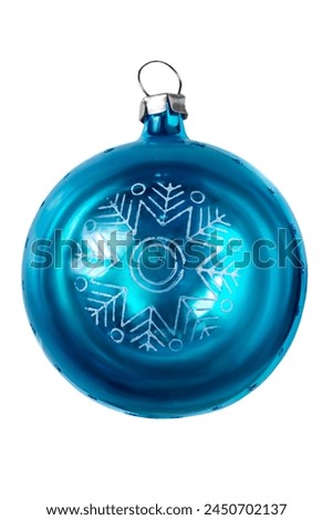 Traditional blue glass christmas tree ball isolated on white background
