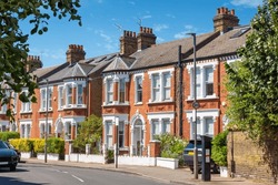 Traditional Brick Terraced Houses In London. England
