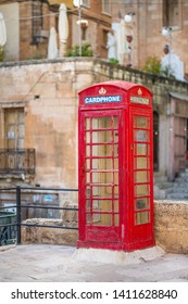 Traditional British phone booth in Valletta  Malta