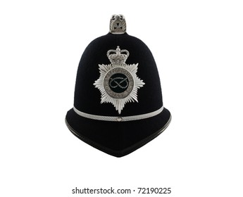 Traditional British Police Helmet Isolated On White