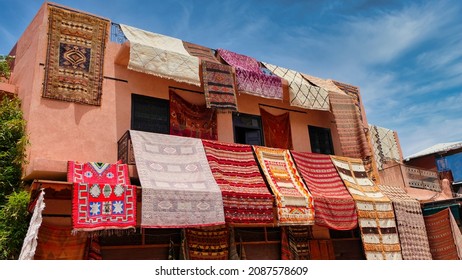 Traditional Carpets shop in Marrakech streets
