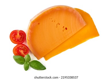 Traditional Cheddar Cheese, Isolated On White Background