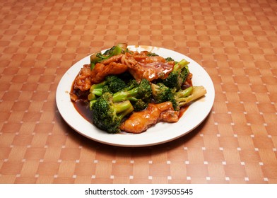 Traditional Chinese Dish Known As Sweet And Sour Chicken With Broccoli