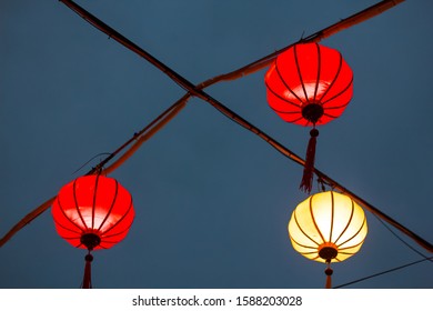 bright colored paper lanterns