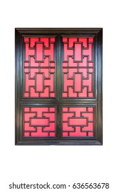 Traditional Chinese Lattice Window Isolated On White With Clipping Path