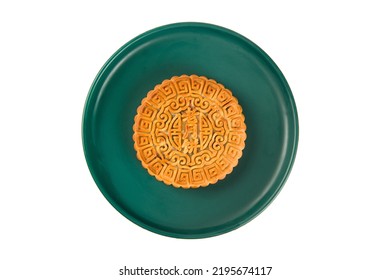 Traditional Chinese mid autumn festival mooncake isolated on white background.(the word 