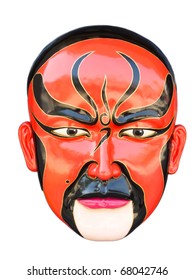 Traditional chinese opera red mask isolated on white