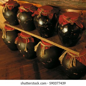 Traditional Chinese Rice Wine Container In Distillery