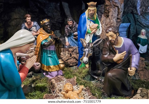 Traditional Christmas Crib Made Italian Church Stock Photo Edit