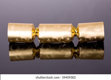 Traditional Christmas Golden Cracker, Studio Shoot, Reflection