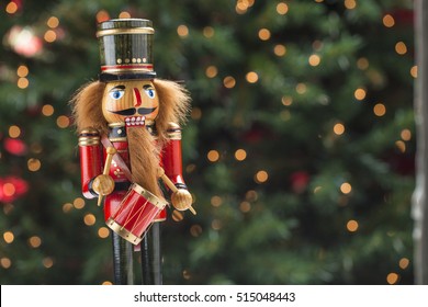 Traditional Christmas holiday nutcrackers figurine ornament.  Wooden nutcracker is the image of authorities from the past such as kings, soldiers and gendarmes.