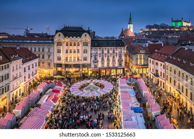 Traditional Christmas Market In Bratislava, Slovakia 