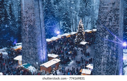 Traditional christmas market in the Ravenna gorge, Germany. Amazing winter view. - Shutterstock ID 774169831