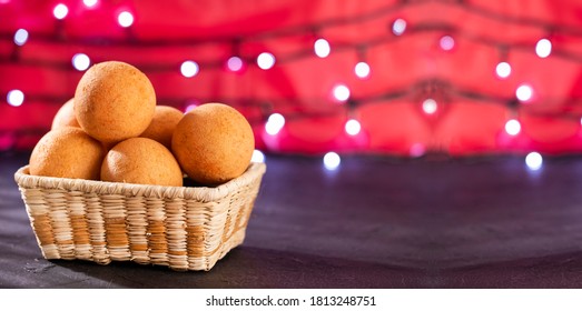 Traditional Colombian Buñuelo - Deep Fried Cheese Bread. Christmas Decoration.