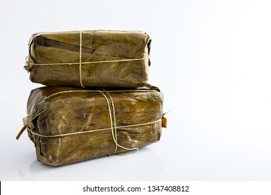 Traditional Colombian Tamale As Made On Santander Region Isolated On White Background