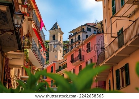 Similar – Foto Bild Glockenturm mit Glocken und Kreuz im italienischen Stil / Marciana Alta