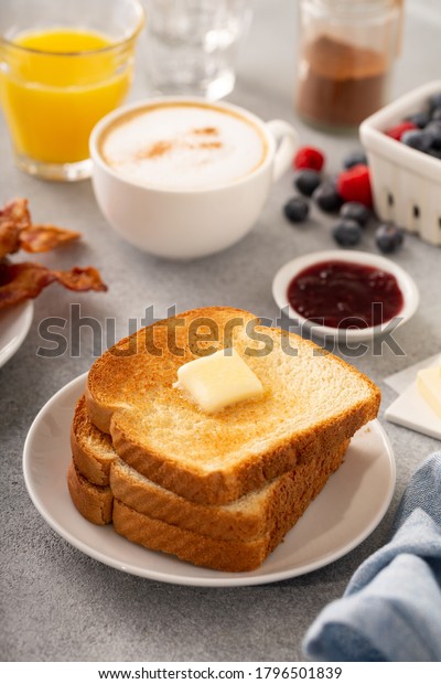 Traditional Continental Breakfast Toast Butter Jam Stock Photo Edit Now