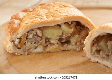 Traditional Cornish pasty filled with meat potato swede and carrots