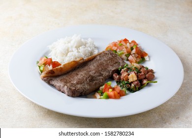 Traditional Cuban Food With Meat And Rice