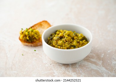 Traditional Cucumber Relish With Baguette Bread