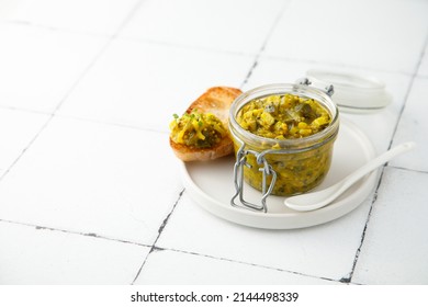 Traditional Cucumber Relish With Baguette Bread