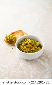 Traditional Cucumber Relish With Baguette Bread