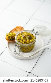 Traditional Cucumber Relish With Baguette Bread