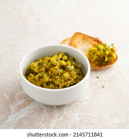 Traditional Cucumber Relish With Baguette Bread