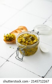 Traditional Cucumber Relish With Baguette Bread