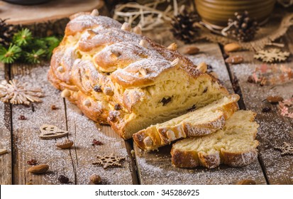 Traditional Czech Christmas Cake, Vanocka, Delicious Breakfast For Whole Family Full Of Nuts And Almonds