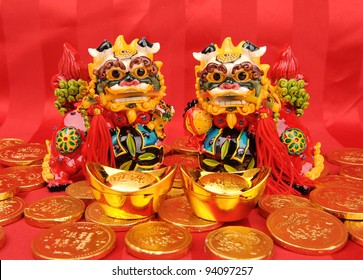 traditional dancing lion for lucky of Chinese New Year