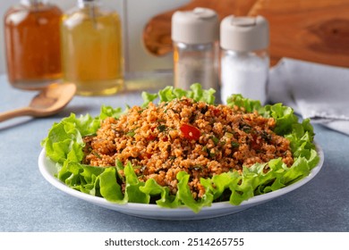 Traditional delicious Turkish foods: bulgur salad - kisir - Powered by Shutterstock